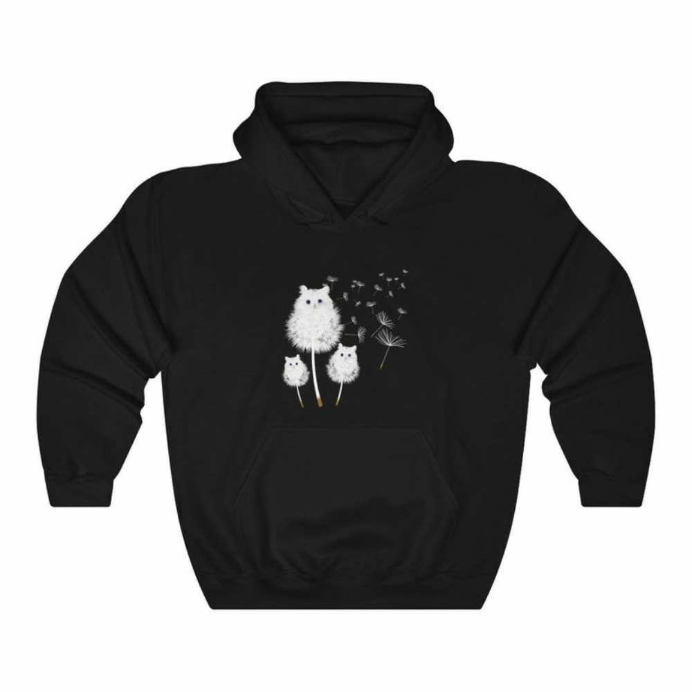 Cute Cat Dandelion Hoodie Sweatshirt size small to - Picture 1 of 2